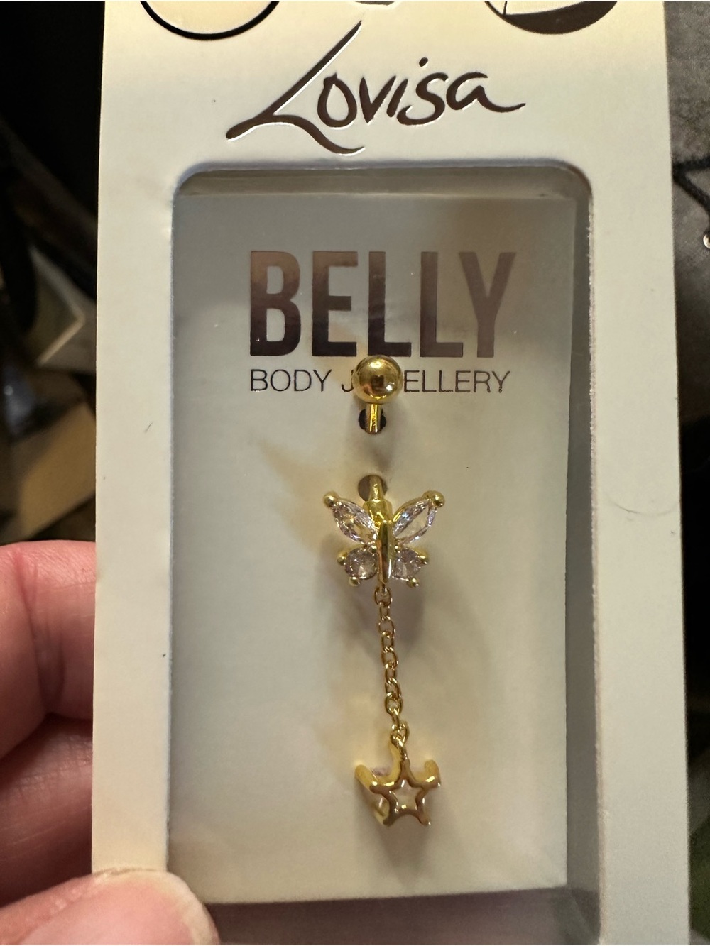 Lovisa Gold Butterfly and Star Dangle Belly Ring